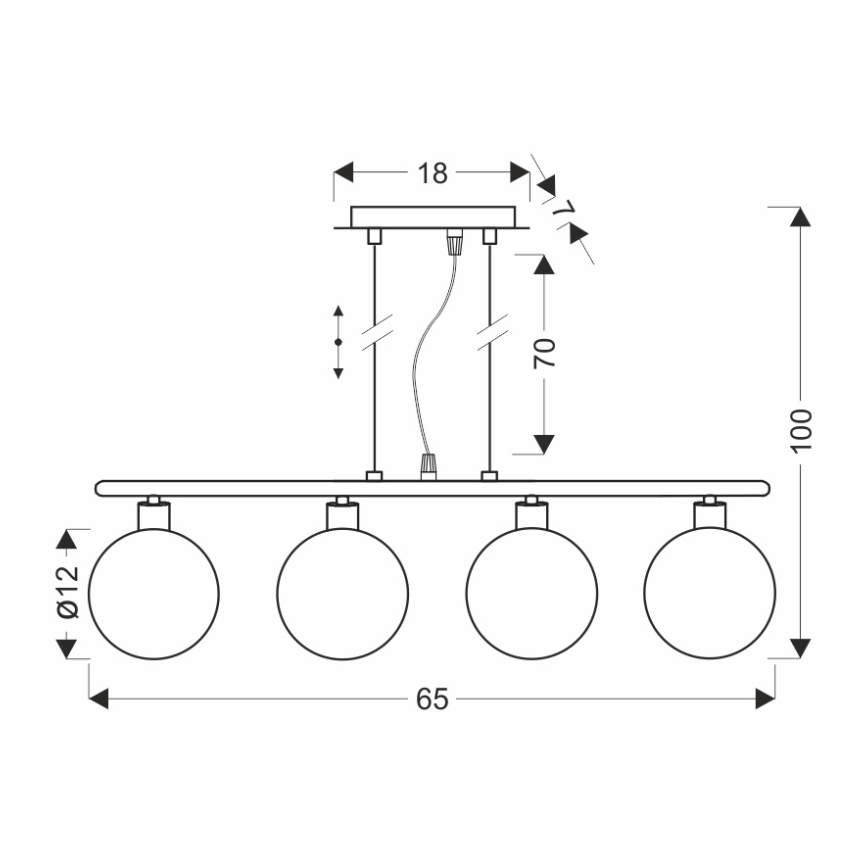 Lustre suspenso com cabo SOMUL 4xG9/20W/230V preto fumê
