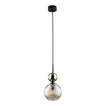 Lustre suspenso com cabo SOPHIA 1xE14/10W/230V preto/verde/bege fumado