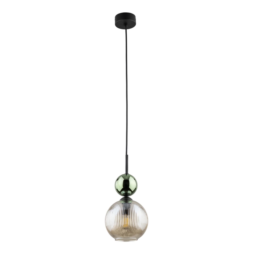 Lustre suspenso com cabo SOPHIA 1xE14/10W/230V preto/verde/bege fumado