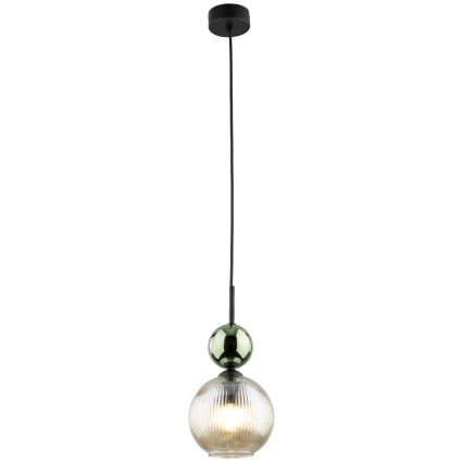 Lustre suspenso com cabo SOPHIA 1xE14/10W/230V preto/verde/bege fumado