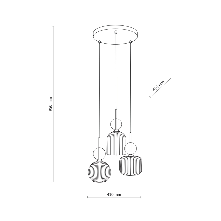 Lustre suspenso com cabo SOPHIA 3xE14/10W/230V preto/bege fumé