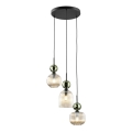 Lustre suspenso com cabo SOPHIA 3xE14/10W/230V preto/verde/bege fumê