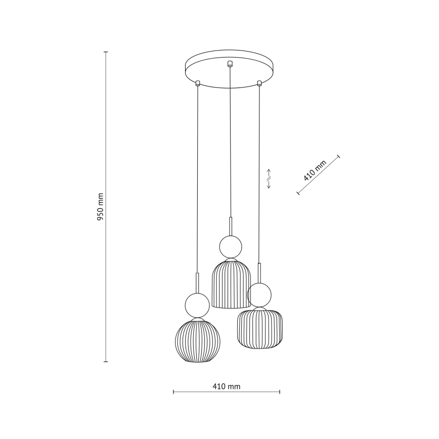 Lustre suspenso com cabo SOPHIA 3xE14/10W/230V preto/verde/bege fumê