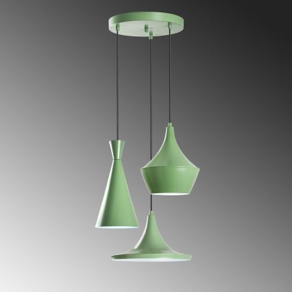 Lustre suspenso com cabo TOM 3xE27/40W/230V verde