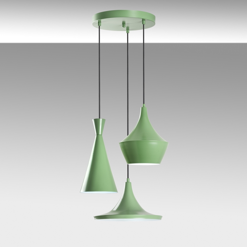 Lustre suspenso com cabo TOM 3xE27/40W/230V verde