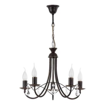 Lustre suspenso com corrente ANGELIKA 5xE14/10W/230V preto