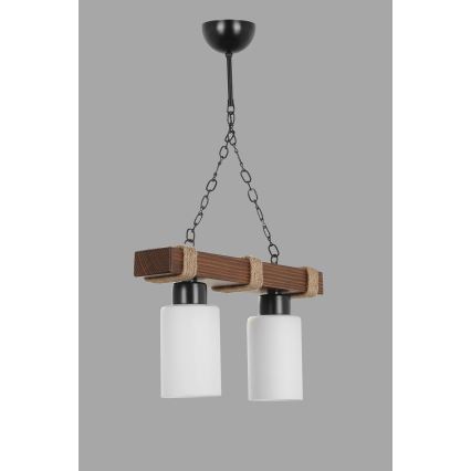 Lustre suspenso com corrente JASMIN 2xE27/40W/230V castanho/branco