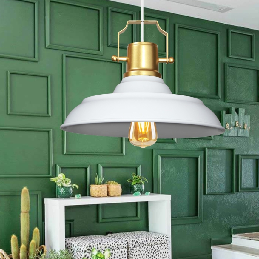Lustre suspenso em cabo AYD 1xE27/40W/230V branco/dourado