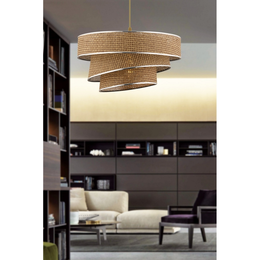 Lustre suspenso em cabo COUPER 1xE27/60W/230V castanho/cromado brilhante