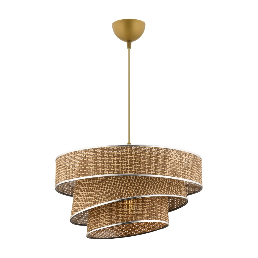 Lustre suspenso em cabo COUPER 1xE27/60W/230V castanho/cromado brilhante