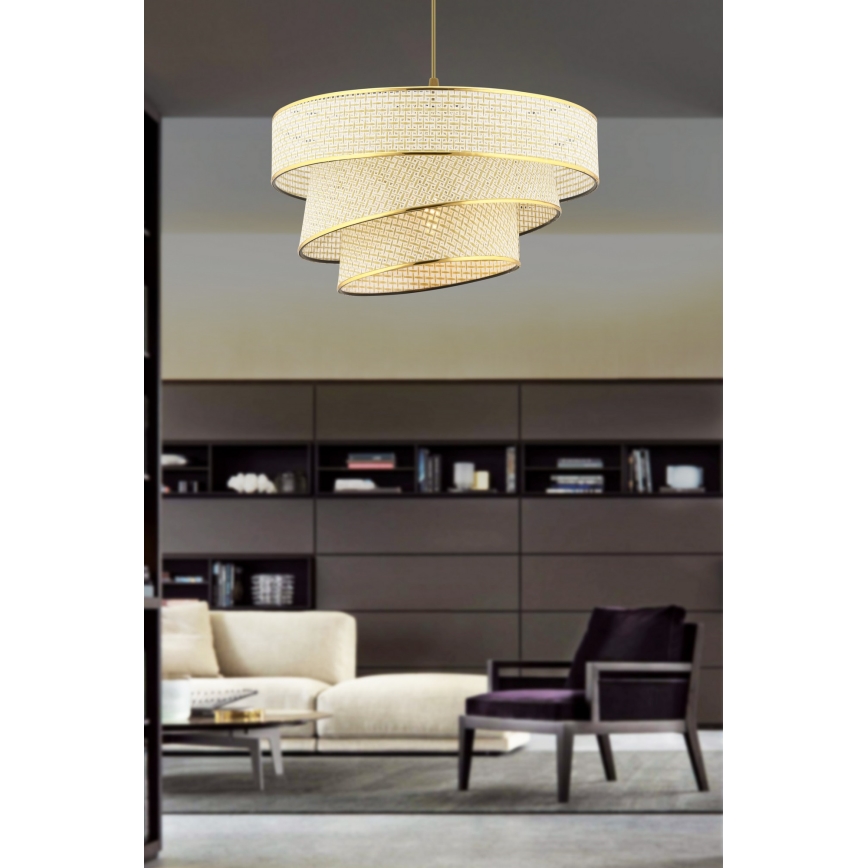 Lustre suspenso em cabo COUPER 1xE27/60W/230V creme/dourado