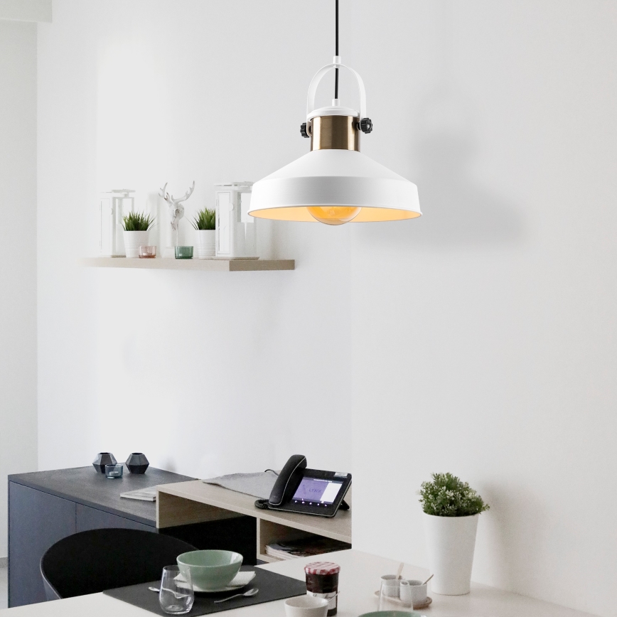 Lustre suspenso em cabo DODO 1xE27/40W/230V branco/bronze