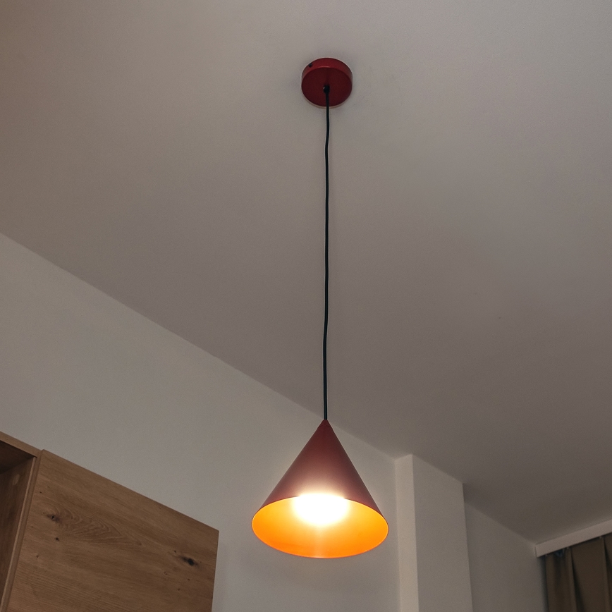 Lustre suspenso em cabo ETNA 1xE27/15W/230V, diâmetro 18,5 cm, vermelho