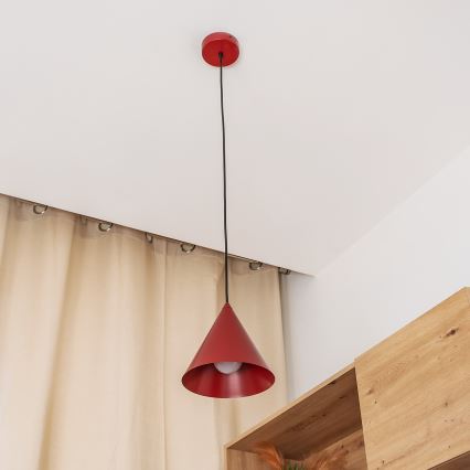 Lustre suspenso em cabo ETNA 1xE27/15W/230V, diâmetro 18,5 cm, vermelho