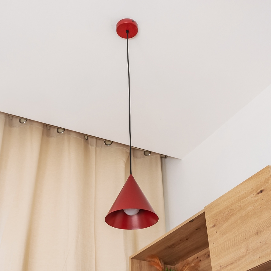 Lustre suspenso em cabo ETNA 1xE27/15W/230V, diâmetro 18,5 cm, vermelho