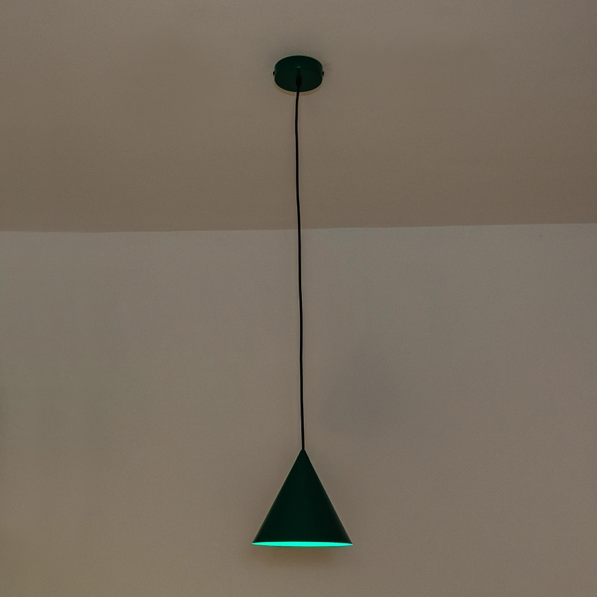 Lustre suspenso em cabo ETNA II 1xE27/15W/230V, diâmetro 18,5 cm, verde