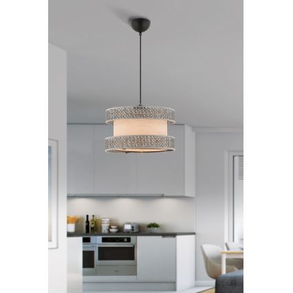 Lustre suspenso em cabo HALO 1xE27/60W/230V bege/cinzento