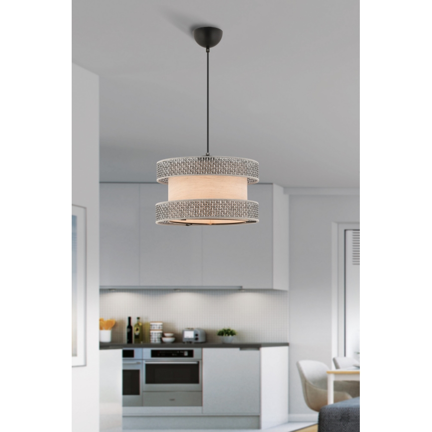 Lustre suspenso em cabo HALO 1xE27/60W/230V bege/cinzento