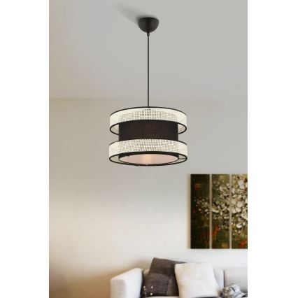 Lustre suspenso em cabo HALO 1xE27/60W/230V preto/creme