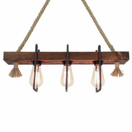 Lustre suspenso em cabo KUTUK 3xE27/40W/230V pinho