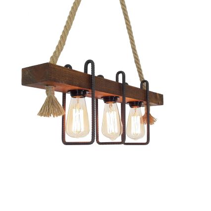 Lustre suspenso em cabo KUTUK 3xE27/40W/230V pinho