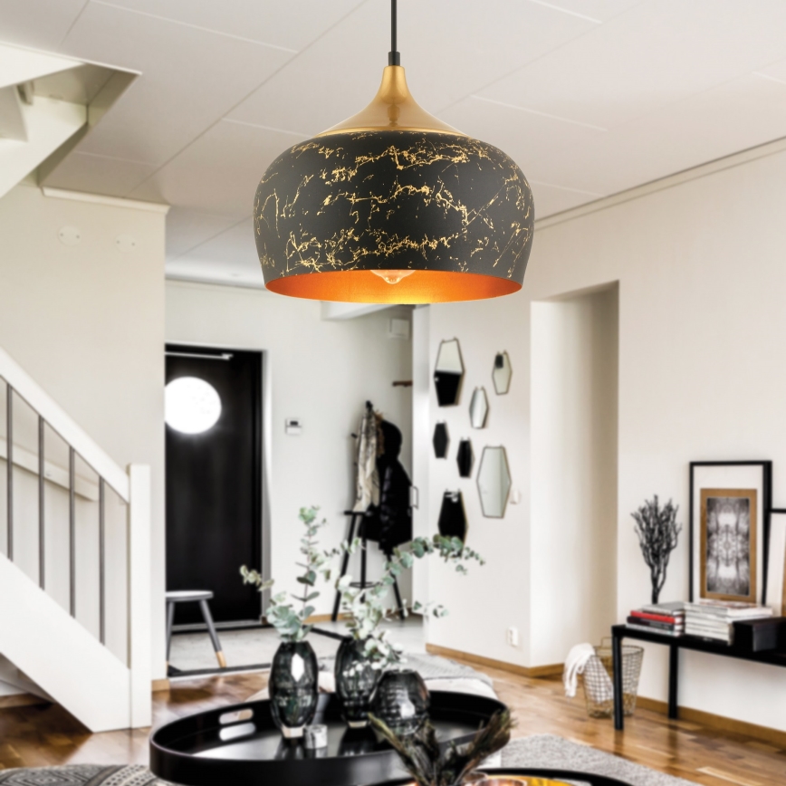 Lustre suspenso em cabo MONZA 1xE27/40W/230V Ø 30 cm preto/bronze