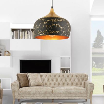 Lustre suspenso em cabo MONZA 1xE27/40W/230V Ø 30 cm preto/bronze