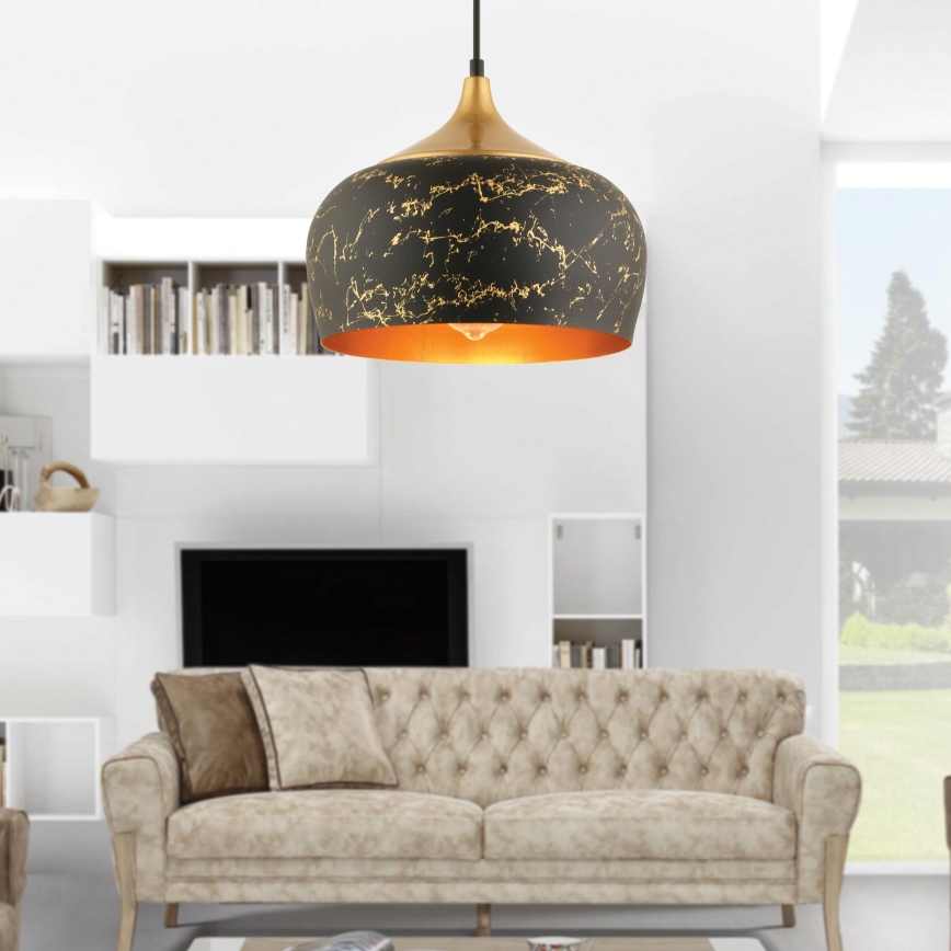 Lustre suspenso em cabo MONZA 1xE27/40W/230V Ø 30 cm preto/bronze