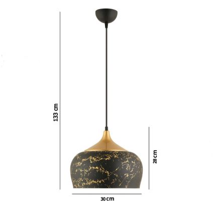Lustre suspenso em cabo MONZA 1xE27/40W/230V Ø 30 cm preto/bronze