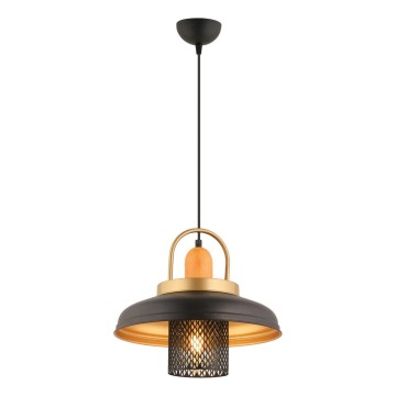 Lustre suspenso em cabo MONZA 1xE27/40W/230V Ø 32 cm preto/dourado