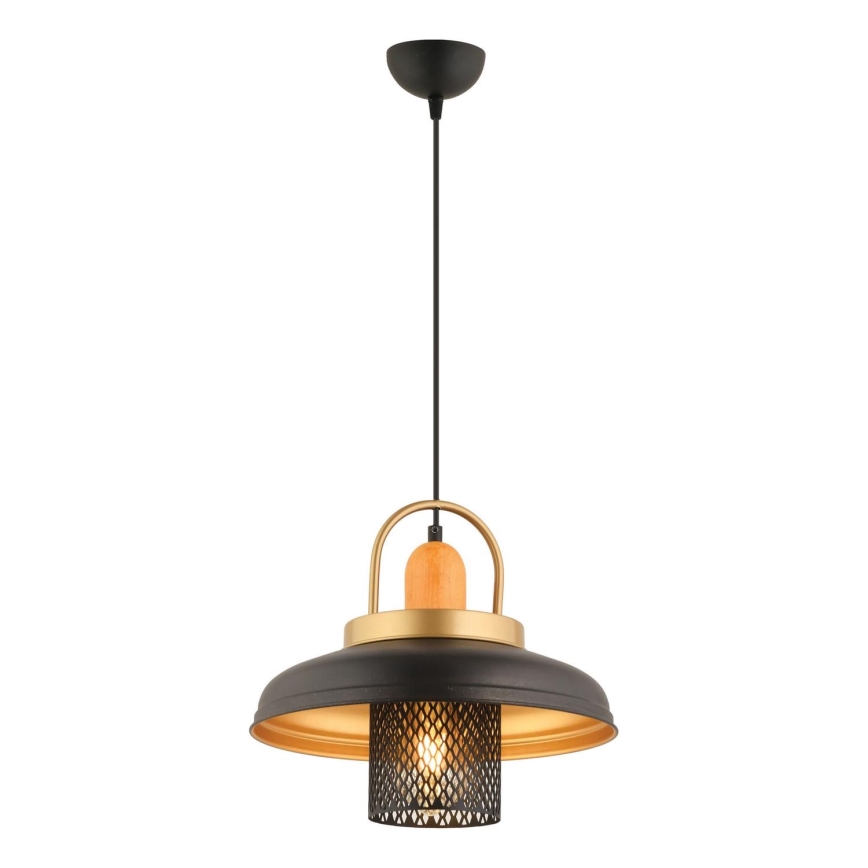Lustre suspenso em cabo MONZA 1xE27/40W/230V Ø 32 cm preto/dourado