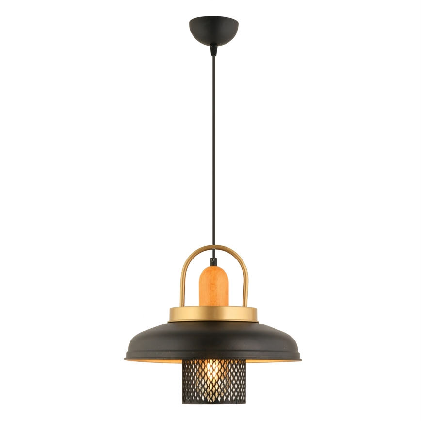 Lustre suspenso em cabo MONZA 1xE27/40W/230V Ø 32 cm preto/dourado