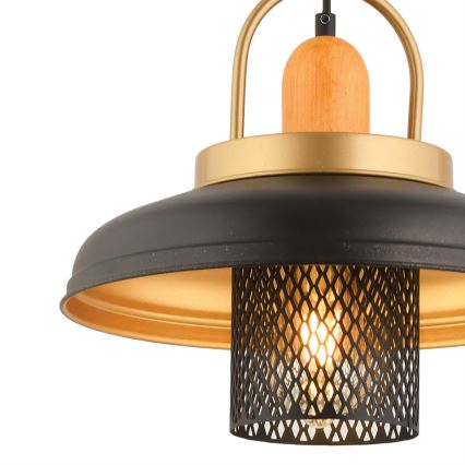 Lustre suspenso em cabo MONZA 1xE27/40W/230V Ø 32 cm preto/dourado