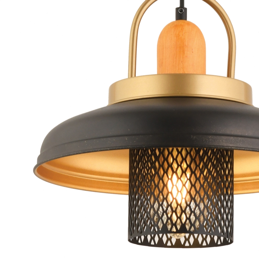 Lustre suspenso em cabo MONZA 1xE27/40W/230V Ø 32 cm preto/dourado
