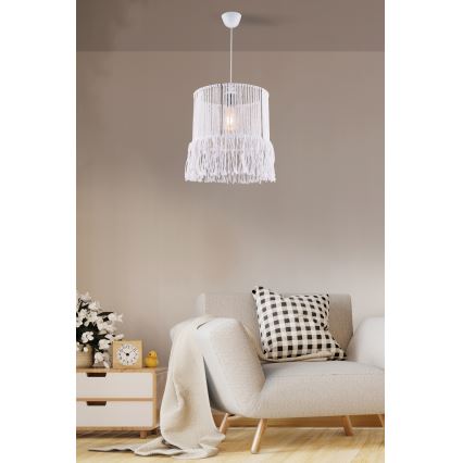 Lustre suspenso em cabo NESS MACRAME 1xE27/40W/230V branco