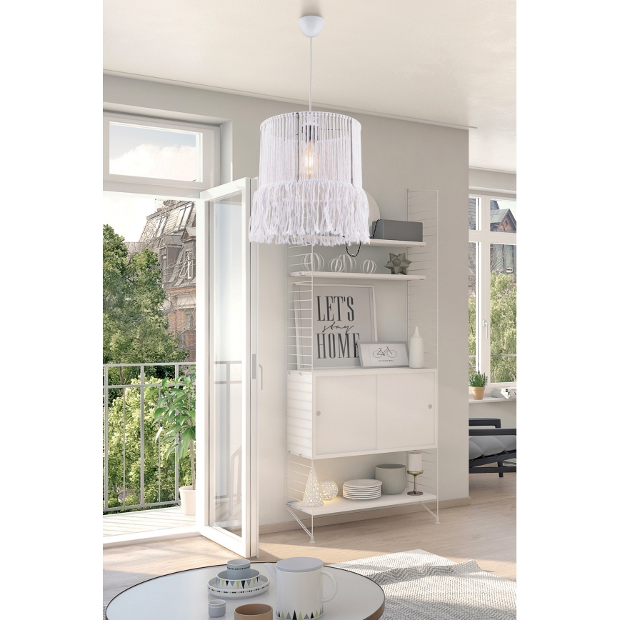 Lustre suspenso em cabo NESS MACRAME 1xE27/40W/230V branco