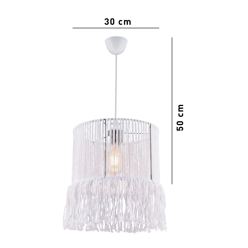 Lustre suspenso em cabo NESS MACRAME 1xE27/40W/230V branco