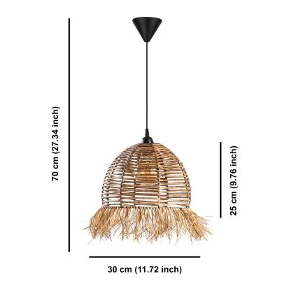 Lustre suspenso em cabo RUYO 1xE27/40W/230V castanho