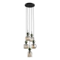 Lustre suspenso em cabo SOPHIA 5xE14/10W/230V preto/verde/bege fumado