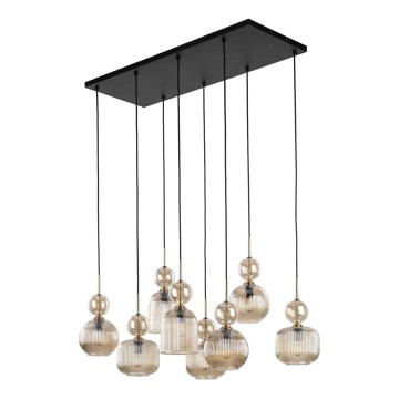 Lustre suspenso em cabo SOPHIA 8xE14/10W/230V preto/bege fumê