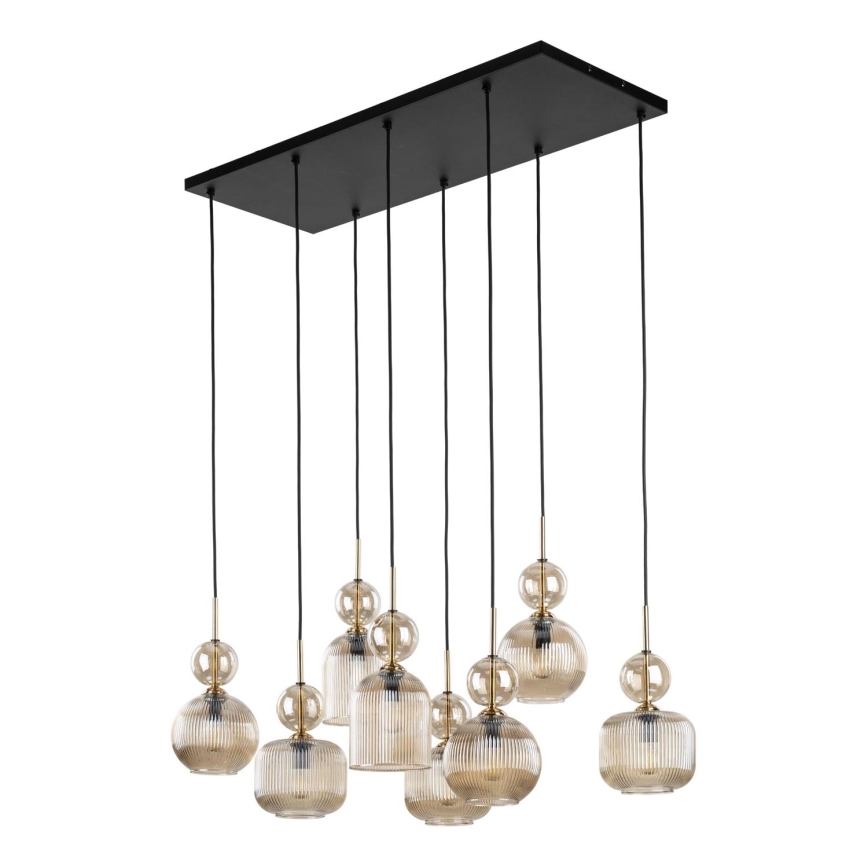 Lustre suspenso em cabo SOPHIA 8xE14/10W/230V preto/bege fumê