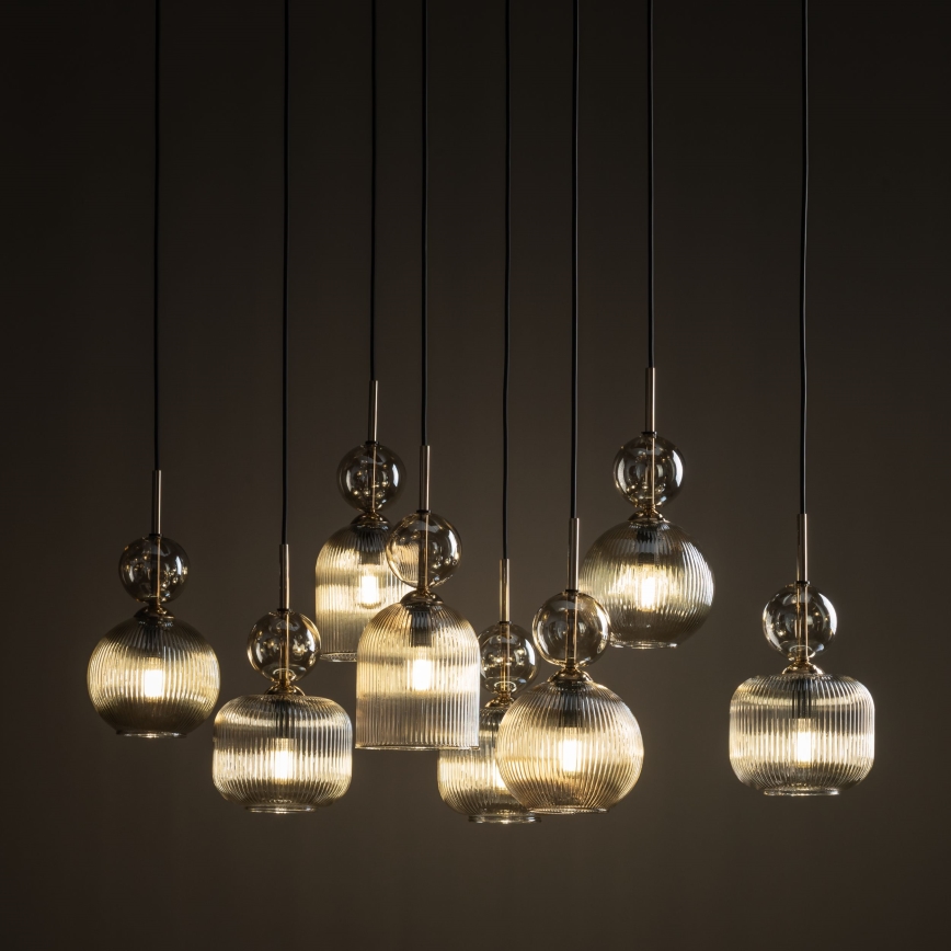 Lustre suspenso em cabo SOPHIA 8xE14/10W/230V preto/bege fumê