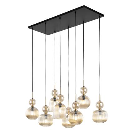 Lustre suspenso em cabo SOPHIA 8xE14/10W/230V preto/bege fumê
