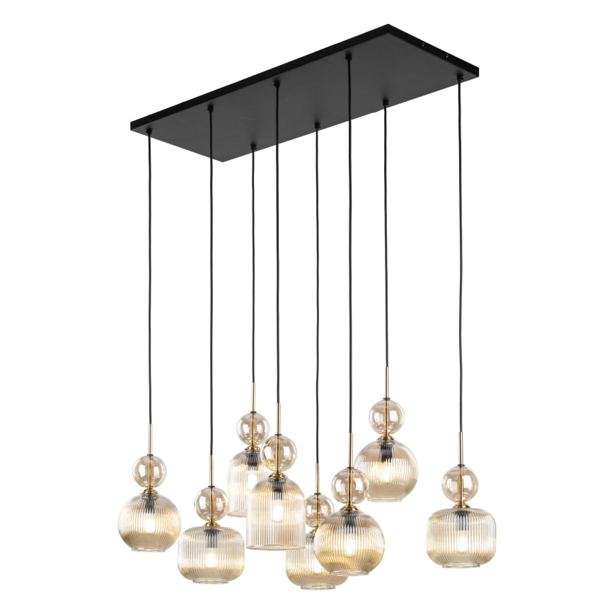 Lustre suspenso em cabo SOPHIA 8xE14/10W/230V preto/bege fumê