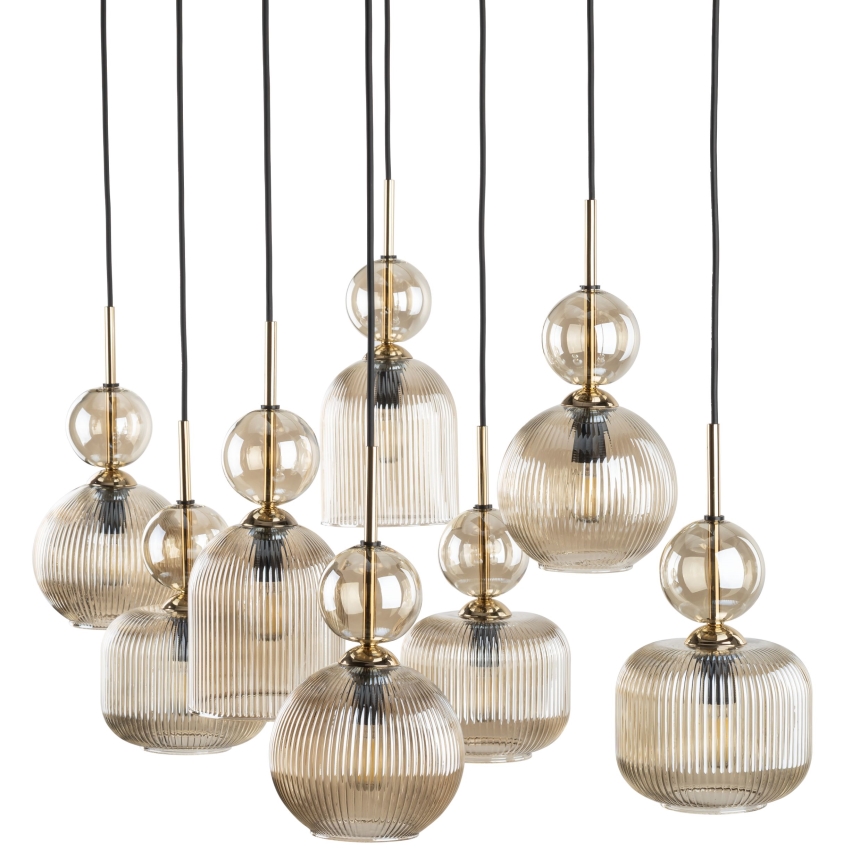 Lustre suspenso em cabo SOPHIA 8xE14/10W/230V preto/bege fumê