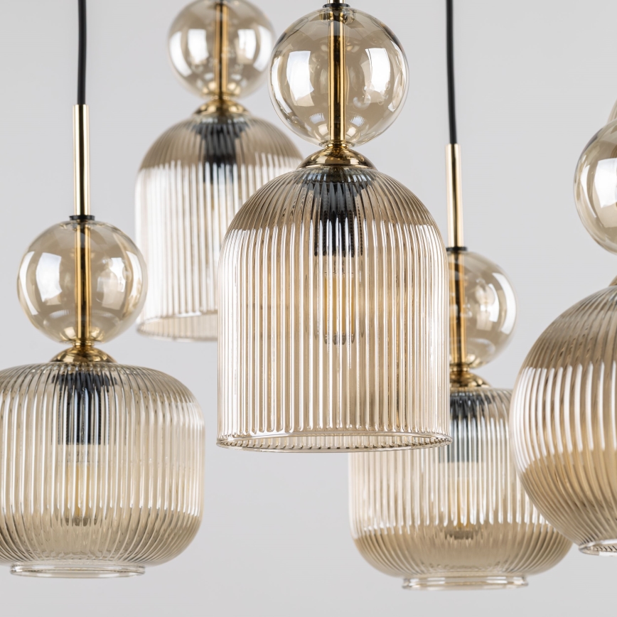 Lustre suspenso em cabo SOPHIA 8xE14/10W/230V preto/bege fumê