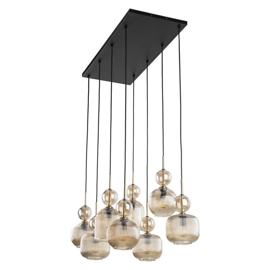 Lustre suspenso em cabo SOPHIA 8xE14/10W/230V preto/bege fumê
