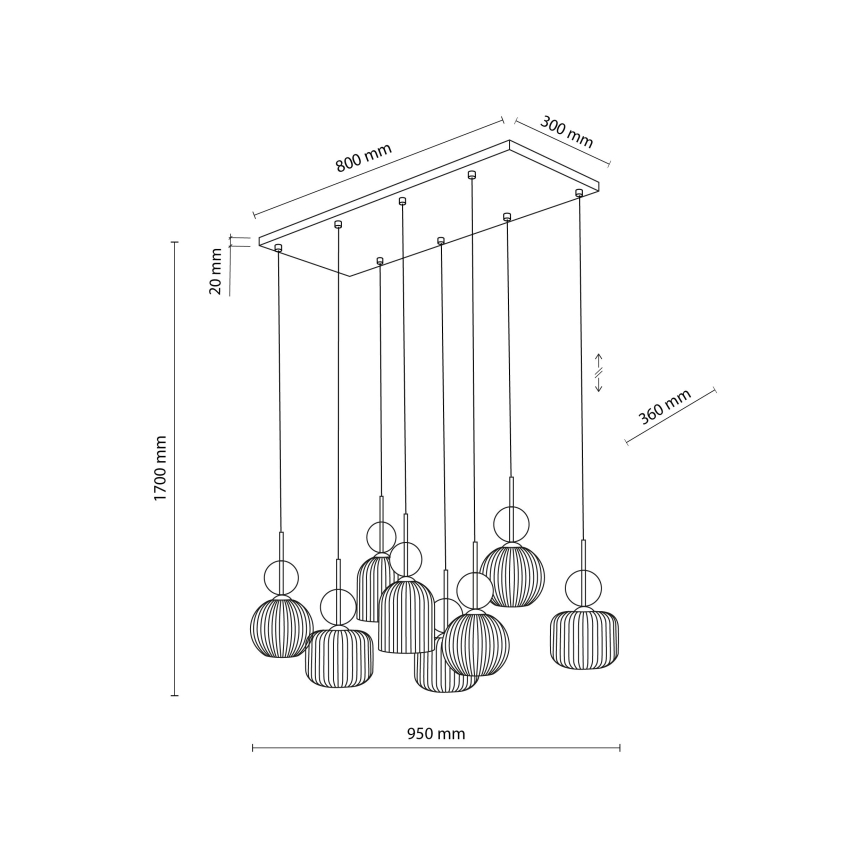Lustre suspenso em cabo SOPHIA 8xE14/10W/230V preto/bege fumê
