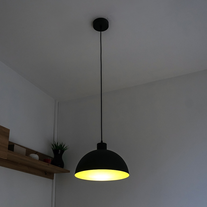Lustre suspenso em cabo VESPER 1x E27/15W/230 Ø 18 cm preto/dourado