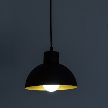 Lustre suspenso em cabo VESPER 1x E27/15W/230 Ø 18 cm preto/dourado